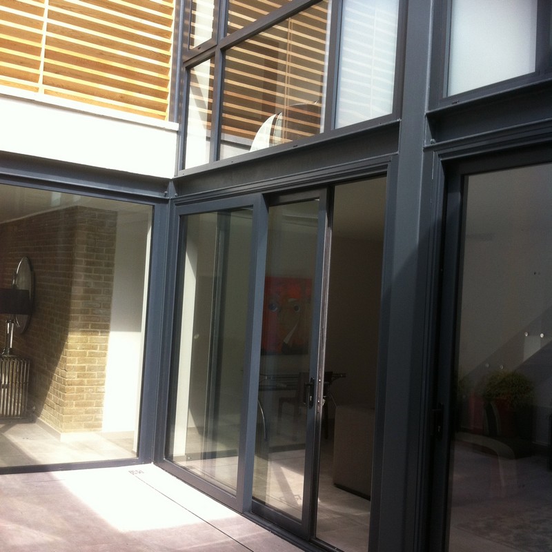 Anthracite aluminium sliding patio doors fitted in Enfield